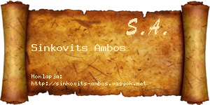 Sinkovits Ambos névjegykártya